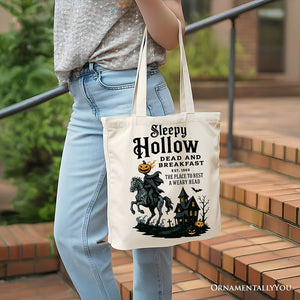 Headless Horseman Sleepy Hollow Halloween Canvas Tote Bag, Dead and Breakfast Retro Gift — view 8