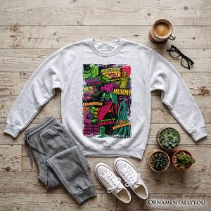 Horror Comic Classic Monsters Sweatshirt, Vintage Scary Halloween Sweater — view 9