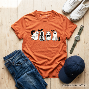 Kids Ghosts and Cats Spooky T-Shirt, Whimsical Halloween Tee for Youth — view 8