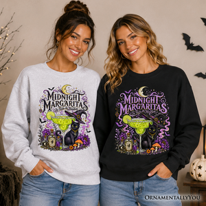 Midnight Margaritas Black Cat Halloween Sweatshirt, Witchy Cocktail Sweater for Spooky Season — view 8