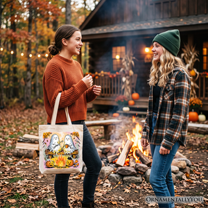 Cozy Campfire Ghosts Tote Bag, Fall Halloween Pumpkin Gift Shopper — view 8