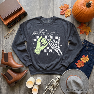 Monster Skeleton Pinky Promise Sweatshirt, Funny Spooky Halloween Sweater — view 8
