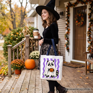 Ghost Costume Raccoon Tote Bag, Halloween Pumpkin Coffee Mug Gift Shopper — view 8