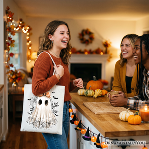 Coquette Ghost Tote Bag, Cute Halloween Gift Shopper for Girly Ghouls — view 8