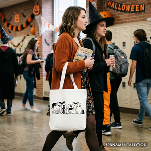 Cute Ghost Teacher Halloween Tote Bag, Retro Boo Spooky School Gift Shopper — view 8