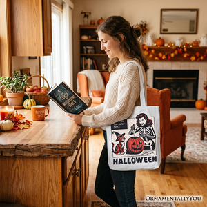 It's Never Too Early for Halloween Tote Bag, Funny Retro Gift Shopper for Sassy Women — view 8