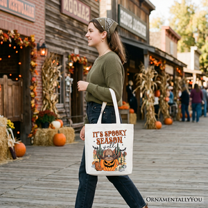 It's Spooky Season Y'all Tote Bag, Funny Western Halloween Gift Shopper for Pumpkin Cowboys — view 8