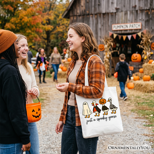 Just a Spooky Goose Tote Bag, Funny Halloween Costumes Gift Shopper — view 8