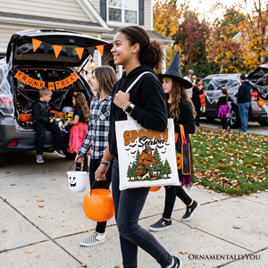 Spooky Season Bigfoot Tote Bag, Halloween Sasquatch Pumpkin Gift Shopper — view 8