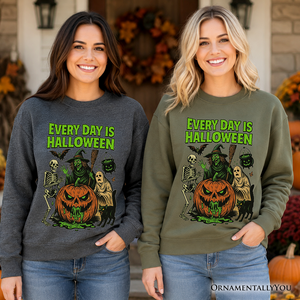 Every Day Is Halloween Sweatshirt, Vintage Pumpkin Witch Spooky Sweater for Eternal Spook Enthusiasts — view 6