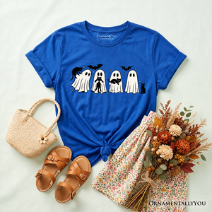 Kids Ghosts and Cats Spooky T-Shirt, Whimsical Halloween Tee for Youth — view 9