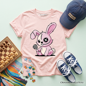 Kids Pink Zombies Bunny Cute T-Shirt, Cute Gothic Youth Halloween Tee — view 9