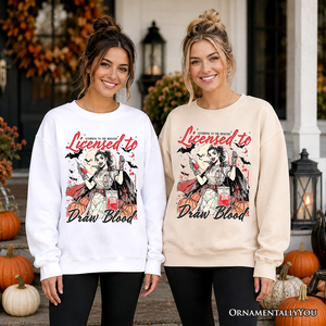Licensed to Draw Blood Halloween Nurse Sweatshirt, Groovy Sweater for Spooky Season — view 6