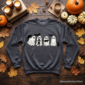 Ghosts and Cats Spooky Sweatshirt, Whimsical Halloween Sweater for Cozy Autumn Season — view 9