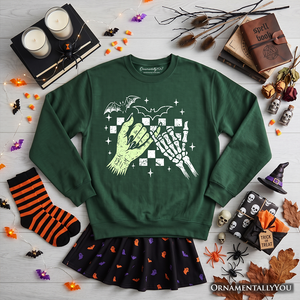 Monster Skeleton Pinky Promise Sweatshirt, Funny Spooky Halloween Sweater — view 9