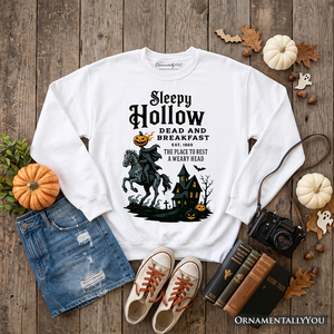 Headless Horseman Sleepy Hollow Halloween Light Sweatshirt, Dead and Breakfast Retro Sweater — view 9