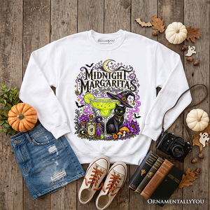 Midnight Margaritas Black Cat Halloween Sweatshirt, Witchy Cocktail Sweater for Spooky Season — view 9