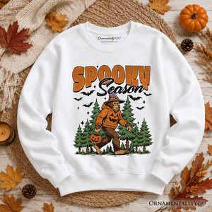 Spooky Season Bigfoot Sweatshirt, Halloween Sasquatch Pumpkin Sweater — view 9
