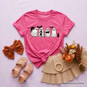 Kids Ghosts and Cats Spooky T-Shirt, Whimsical Halloween Tee for Youth — view 10