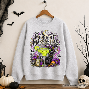 Midnight Margaritas Black Cat Halloween Sweatshirt, Witchy Cocktail Sweater for Spooky Season — view 10