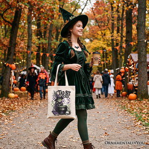 Tad Bit Wicked Frog Witch Tote Bag, Spooky Halloween Cauldron Gift Shopper — view 10