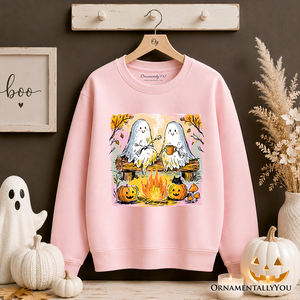Cozy Campfire Ghosts Sweatshirt, Fall Halloween Pumpkin Sweater — view 10