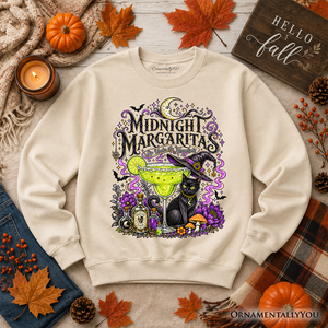 Midnight Margaritas Black Cat Halloween Sweatshirt, Witchy Cocktail Sweater for Spooky Season — view 11