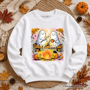 Cozy Campfire Ghosts Sweatshirt, Fall Halloween Pumpkin Sweater — view 11