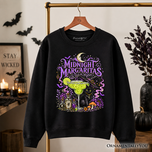Midnight Margaritas Black Cat Halloween Sweatshirt, Witchy Cocktail Sweater for Spooky Season — view 12