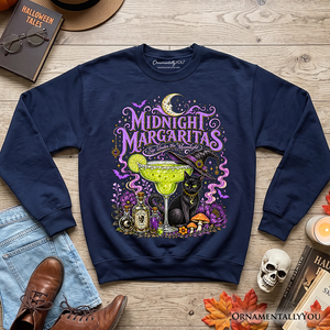 Midnight Margaritas Black Cat Halloween Sweatshirt, Witchy Cocktail Sweater for Spooky Season — view 13