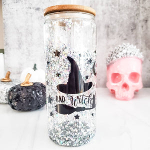 Friendly Ghosts Halloween Snowglobe Glitter Iced Coffee Cup — view 9