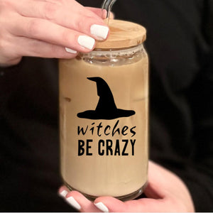 Funny Witch Halloween Glass Iced Coffee Cup — view 3