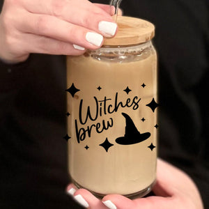 Funny Witch Halloween Glass Iced Coffee Cup — view 4