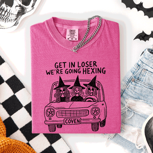 Get In Loser, We're Going Hexing Witch Coven Halloween Night Edition Comfort Colors Tee — view 2