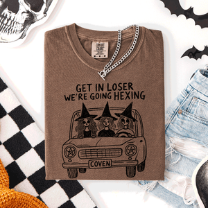 Get In Loser, We're Going Hexing Witch Coven Halloween Night Edition Comfort Colors Tee — view 8