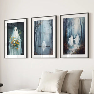 Cute Ghosts Halloween Art Print Gothic Decor Set — view 5