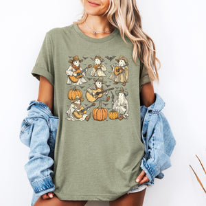 Ghost Cowboys Halloween Bats Spooky Haunted Night Parade Collection Edition Graphic Tee — view 1