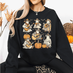 Ghost Cowboys Halloween Bats Spooky Gothic Nightfall Collection Limited Edition Sweatshirt — view 1
