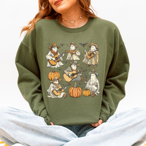 Ghost Cowboys Halloween Bats Spooky Gothic Nightfall Collection Limited Edition Sweatshirt — view 2