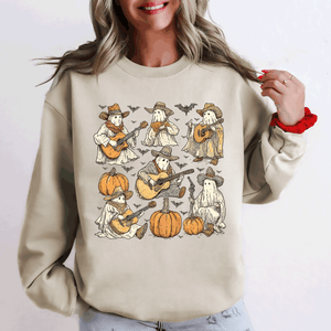 Ghost Cowboys Halloween Bats Spooky Gothic Nightfall Collection Limited Edition Sweatshirt — view 3