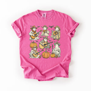 Ghost Cowboys Halloween Bats Spooky Western Outlaws Under Moonlit Sky With Whimsical Ghost Town Charm Comfort Colors Tee — view 5