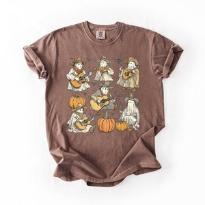 Ghost Cowboys Halloween Bats Spooky Western Outlaws Under Moonlit Sky With Whimsical Ghost Town Charm Comfort Colors Tee — view 6