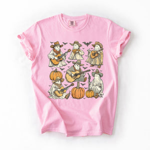 Ghost Cowboys Halloween Bats Spooky Western Outlaws Under Moonlit Sky With Whimsical Ghost Town Charm Comfort Colors Tee — view 7