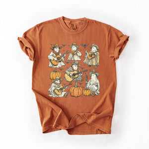Ghost Cowboys Halloween Bats Spooky Western Outlaws Under Moonlit Sky With Whimsical Ghost Town Charm Comfort Colors Tee — view 9