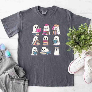 Ghost Reading Comfort Colors Shirt – Spooky Book Lover Halloween Tee — view 28