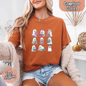 Ghost Reading Comfort Colors Shirt – Spooky Book Lover Halloween Tee — view 24