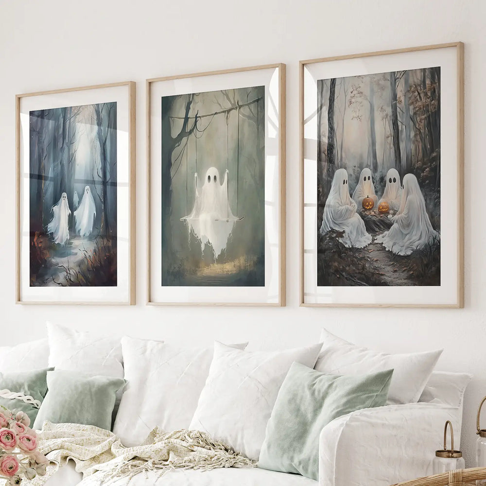 Dark Halloween Spooky Ghost Wall Art Prints Decor