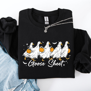 Goose Sheet Halloween Trick Or Treat Graphic Design For Cozy Seasonal Nights Sweatshirt — view 7