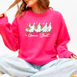 Goose Sheet Halloween Trick Or Treat Graphic Design For Cozy Seasonal Nights Sweatshirt — view 8