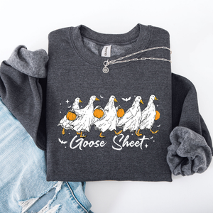 Goose Sheet Halloween Trick Or Treat Graphic Design For Cozy Seasonal Nights Sweatshirt — view 5